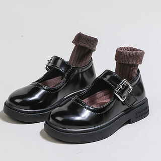 Xier girls' small leather shoes 2024 new summer children's performance princess shoes college style big children's girls' single shoes black 19 cm inner length approx.