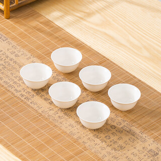 Pgy mutton fat jade porcelain kung fu tea set complete set chaoshan kung fu tea set simple household tea ceremony tea cup covered bowl teapot magnolia cup * 6 (thin embryo small cup capacity 25ml)