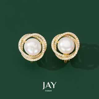 Jay's temperament pearl earrings, new french earrings, high-end ear clips for women without pierced ears, mother's birthday gift, ear clips (with certificate) (beijing warehouse/nearest delivery)