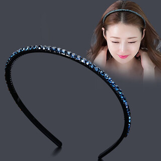 Yaguiren hairpin hairband women korean hairband simple versatile fresh temperament summer head hole rhinestone pressed hair anti-slip headband dark blue