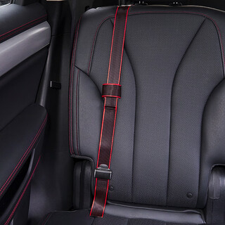 Shibeile car rear child safety belt adjustment retainer limiter anti-stranglehold auxiliary device shoulder protector red and black child safety belt