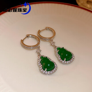 Dr-flvvs goddess day gift boutique gourd jade earrings 2024 new style light luxury niche new chinese style retro china green gourd earrings