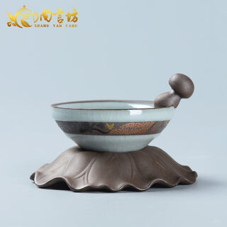 Shangyanfang imitation ge kiln tea strainer tea filter grid rack creative tea pet ornaments tea ceremony filter set tea set parts ge kiln lotus fragrance-tea strainer set