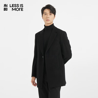 利郎轻时尚男装【商场同款】毛呢大衣男长款羊绒混纺羊毛外套Q4DYR505 黑色 L (170)
