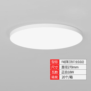 妙普乐室外吸顶灯防蚊虫户外吸顶灯防水防虫庭院屋檐别墅入户大门明 24W白光 25+cm白边框