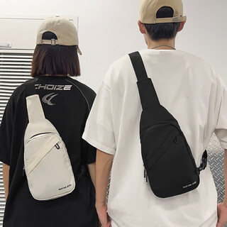 Iroya crossbody bag men's casual chest bag waist bag shoulder bag men's sports cycling commuting portable small shoulder bag men's bag black