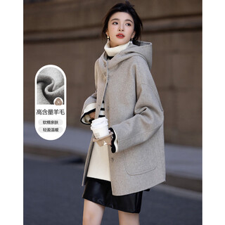 Demana fashionable top student winter light retro urban hooded sheep wool double-sided woolen temperament hidden meat women's jacket