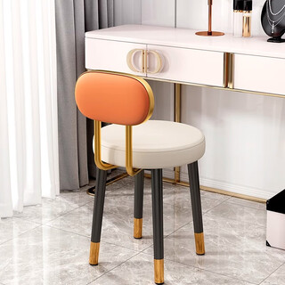 Kunfeng dressing chair, master bedroom dressing table chair with backrest, office leisure stool, home small apartment dining chair, reception chair, light gray, simple style without backrest