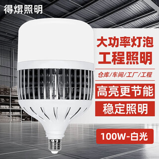 Deyan led light bulb energy-saving lamp white light super bright high-power indoor lighting industrial park factory e27 screw bulb 100w-engineering type-e27 screw/1 pack