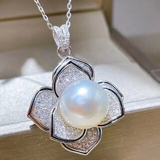 Changcai jennifer jewelry white freshwater pearl pendant single 925 silver three-dimensional camellia clavicle chain neck ornament for women 10-