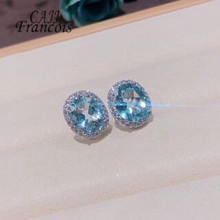 Cajj francois 6.20 carat topaz earrings for women, natural colored gems, jewelry gemstones, 925 silver inlay, topaz earrings