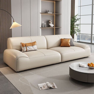 Italian minimalist leather sofa, modern minimalist living room size, light luxury style cat scratch leather straight sofa combination, wear-resistant and anti-fouling selected cat scratch leather, upgraded high rebound 1.2m single seat, free one pillow