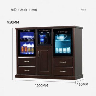 Healston solid wood tea bar machine refrigerator freezer household hot and cold water dispenser office household fully automatic high-end smart tea table qxb01-3-1 black walnut warm type warm