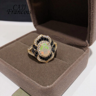 Cajj francois 0.70 carat opal ring for women, natural colored gems, jewelry gems, 925 silver inlaid, no. 13