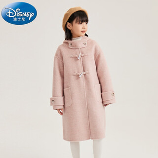 Disney girls double-sided cashmere coat 2025 autumn and winter new children's woolen coat boys medium and large children thickened medium and long style mixed pink 140cm