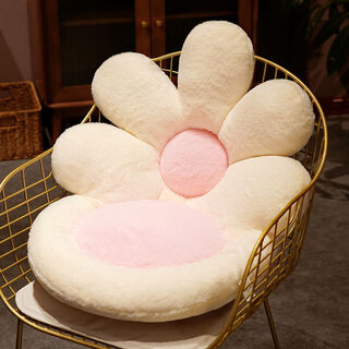 Feather pocket flower seat cushion butt cushion office sedentary chair cushion backrest all-in-one student dormitory floor butt cushion white flower anti-rabbit plush 50*50cm non-slip and comfortable