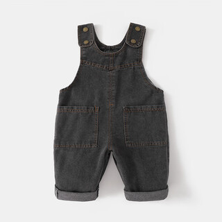 Yingyibei infant pants korean version spring and autumn new girls overalls retro denim baby cute big pp jumpsuit black 100