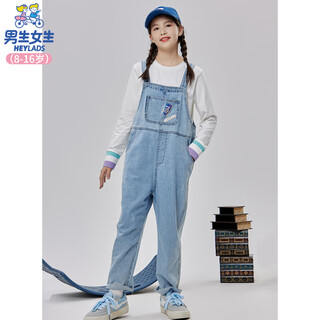 23 styles of children's clothing for boys and girls, girls' denim overalls, autumn clothing, children's pants, spring and autumn new styles, medium and large children's girls' trousers, blue 140cm