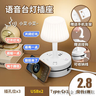 Vinoa intelligent voice control bedroom table lamp bedside lamp plug-in desktop bedside table socket night light light luxury standard white voice version usb+apple tpc cable length 0.8 meters free cartoon stickers three-level adjustment