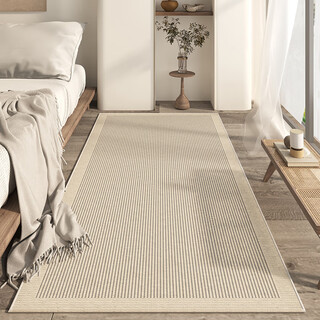 American style carpet, living room room decoration, bedroom bedside blanket, long strip in front of the bed, non-slip, long horizontal light grain dornier cotton base carpet 60*160cm, wear-resistant and scratch-resistant