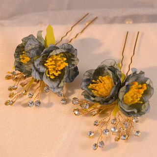 Mrs. win (mrs win) ancient style super fairy imitation pearl hairpin forest style silk flower hairpin versatile han element u-shaped hairpin perm hanfu pair of hairpins no. 3 silk flower hairpins