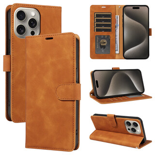 Apple 15promax mobile phone case clamshell iphone14 new genuine leather case 13pro advanced 12pm anti-fall elegant brown selected good leather (clamshell) iphone 15 (6.1 inch)