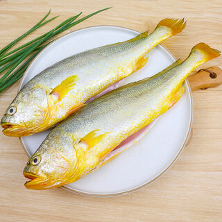 Hongshun three-step yellow croaker 800g/2 pieces, scales, gills and internal organs removed, fresh fish, seafood, large yellow croaker