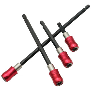 Bit extension rod 6.35mm hexagonal handle self-locking air batch extension rod with strong magnetic hand drill 1/4 bit connecting rod red self-locking model (total length 200mm) single