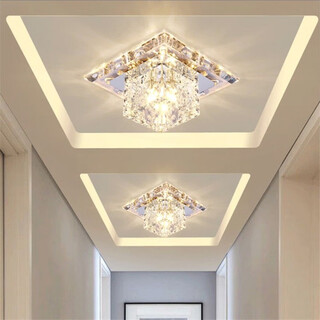 Dengquan modern simple corridor light porch light balcony light creative downlight spotlight led aisle light crystal light entry light large 18cm5w warm light concealed installation - ceiling opening 5-9cm