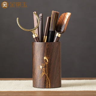 Six gentlemen of the gold-inlaid jade tea ceremony household sandalwood solid wood tea knife tea clamp tea needle washing pen kungfu tea set accessories magpie ebony six gentlemen