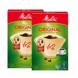 Melitta german melitta imported coffee filter paper drip-style american hand-brewed coffee fan-shaped filter paper 1x no. 2 mellow flavor 40 pieces * 2 (4 to 6 cups)