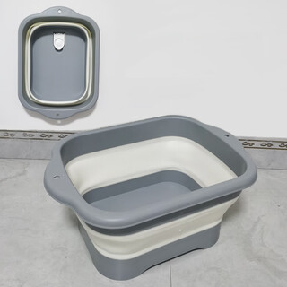 Pet bath basin, special bathtub for cats, cat bath basin, small dog bath bucket, anti-run cat basin, foldable, foldable and drainable, gray-white-15jin jin equals 0.5kg, inner cat