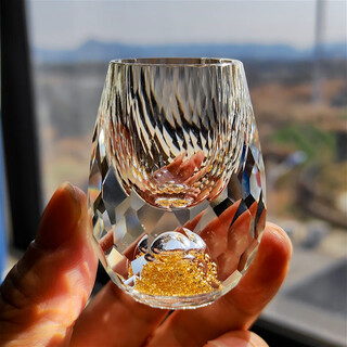 Xijue crystal glass white wine cup for home use 2 taels of gold foil small wine glass creative hidden gold cup jinshan spirit cup single diamond pattern water drop cup 15ml/about three yuan