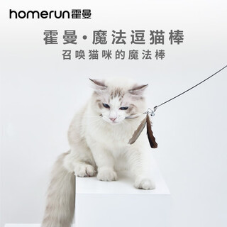 Homerun telescopic fiberglass pole wooden handle feather bell cat funny stick bite-resistant cat toy self-happy cat funny stick homerun cat funny stick