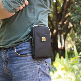 Viiger mobile phone waist bag for men with belt, vertical canvas 5.5/6.7/6.8 inches double layer sports leisure construction site work large size - inner height about 17cm 6.5-6.9 inches