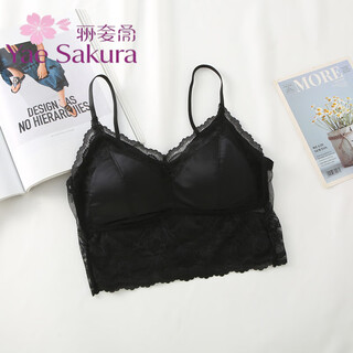 Yae sakura french beautiful back camisole women's summer thin lace with breast pads slim fit inner wear outer bottoming tube top y-black m