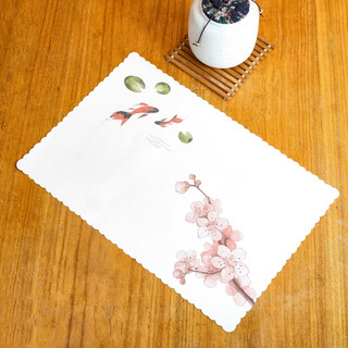 Disposable placemats, japanese style disposable placemats, japanese style placemats, japanese shop mats, table mats, thickened absorbent paper mats, white flower raft (100 sheets)