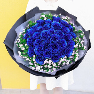 Mengxin flowers express delivers 33 red rose bouquets as a birthday gift to your girlfriend nationwide. 33 blue enchantress bouquets - love that never fades.