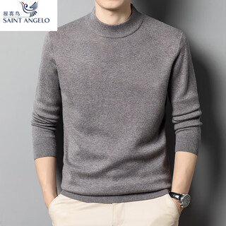 Angel bird winter cardigan men's wool solid color half turtle collar loose thick sweater knitted cardigan chestnut gray camel xxs