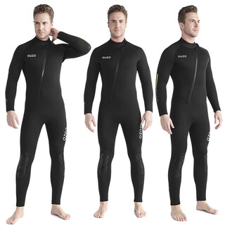 Ouzo men's 5mm thickened one-piece wetsuit swimsuit winter swimming warm sun protection surfing suit jellyfish suit snorkeling equipment men's black m