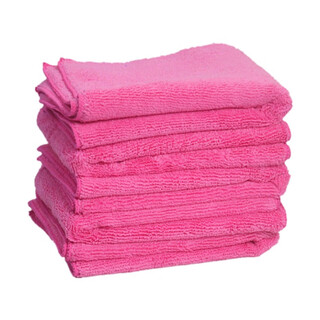 Yiran thickened microfiber towel absorbs water and is not easy to shed lint, housework cleaning, wiping tables and wiping glass, hotel cleaning cloth, 5 rose red thickened 40*40cm