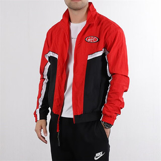 Nike (NIKE) new men's clothing, Windrunner sports big hook color-blocking comfortable stand-up collar jacket jacket BV5288-657 AV9756-657 woven basketball jacket red and black XL