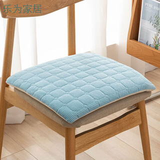 Qiaorui thickened cushion soft butt cushion office student classroom dormitory stool butt chair cushion car seat cushion corduroy light blue non-slip bottom + strap 40*40cm*thick about 4cm suitable for dining tables and chairs