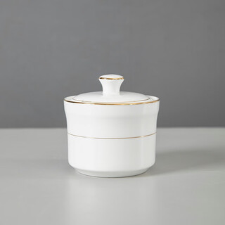 Guotao bone china beauty shop health porridge bowl small stew cup dessert bowl bird's nest bowl soup bowl with lid ceramic buddha jumping over the wall soup cup gold rim round stew cup (320 ml)