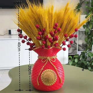 Kezhiyuan opens with auspicious atmosphere and stores celebration golden wheat ears and barley ornaments dried flowers bouquets housewarming scene decoration supplies h43-extra large red lucky bag wheat ears 150 or so 8