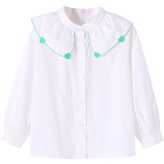 Annil (annil) shopping mall same style girls' shirt pure cotton autumn new baby white shirt xg311503 off-white 90 cm