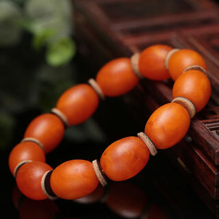 Yage fidelity russian material chicken oil red old beeswax bucket bead bracelet game allowance original leather amber date bead follow-up bracelet for men and women