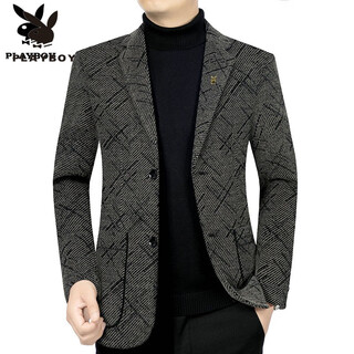 Playboy casual suit men's jacket autumn and winter new high-end suit young and middle-aged woolen fashion tops coffee color 8811 2xl recommended 150-165jin jin equals 0.5 kg