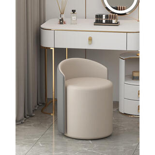 Dudu meijia light luxury style makeup stool girls' bedroom dressing chair modern simple manicure customer backrest round stool special offer light gray deep back microfiber leather dressing stool