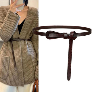 Purple heart bamboo belt women's thin genuine leather knotted decorative skirt sweater waist belt fashionable matching suit coat waist